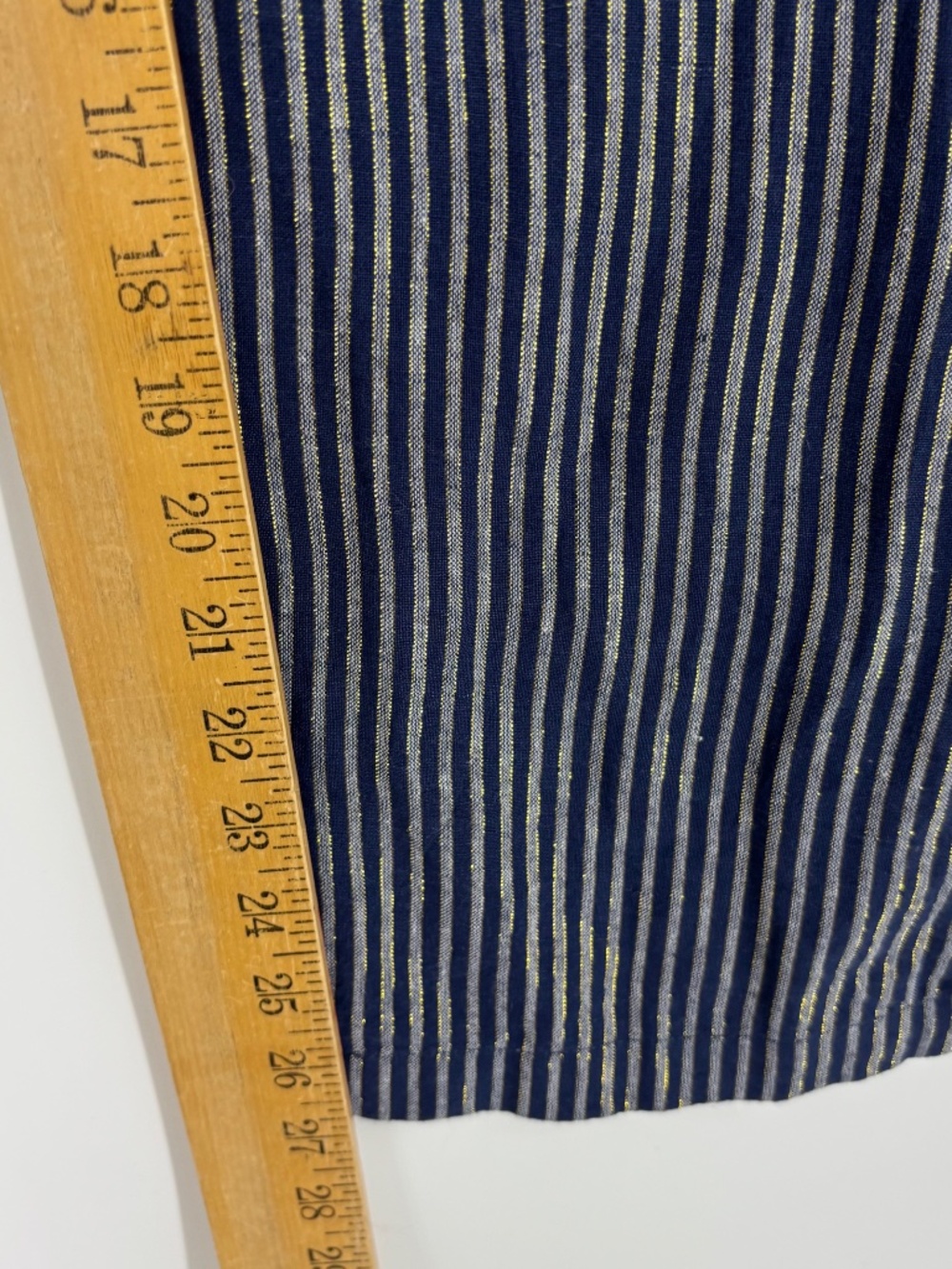 Ellen Tracy Womens Large Pull-On Pants Navy Blue Gold Metallic Stripes Linen - Picture 5 of 9